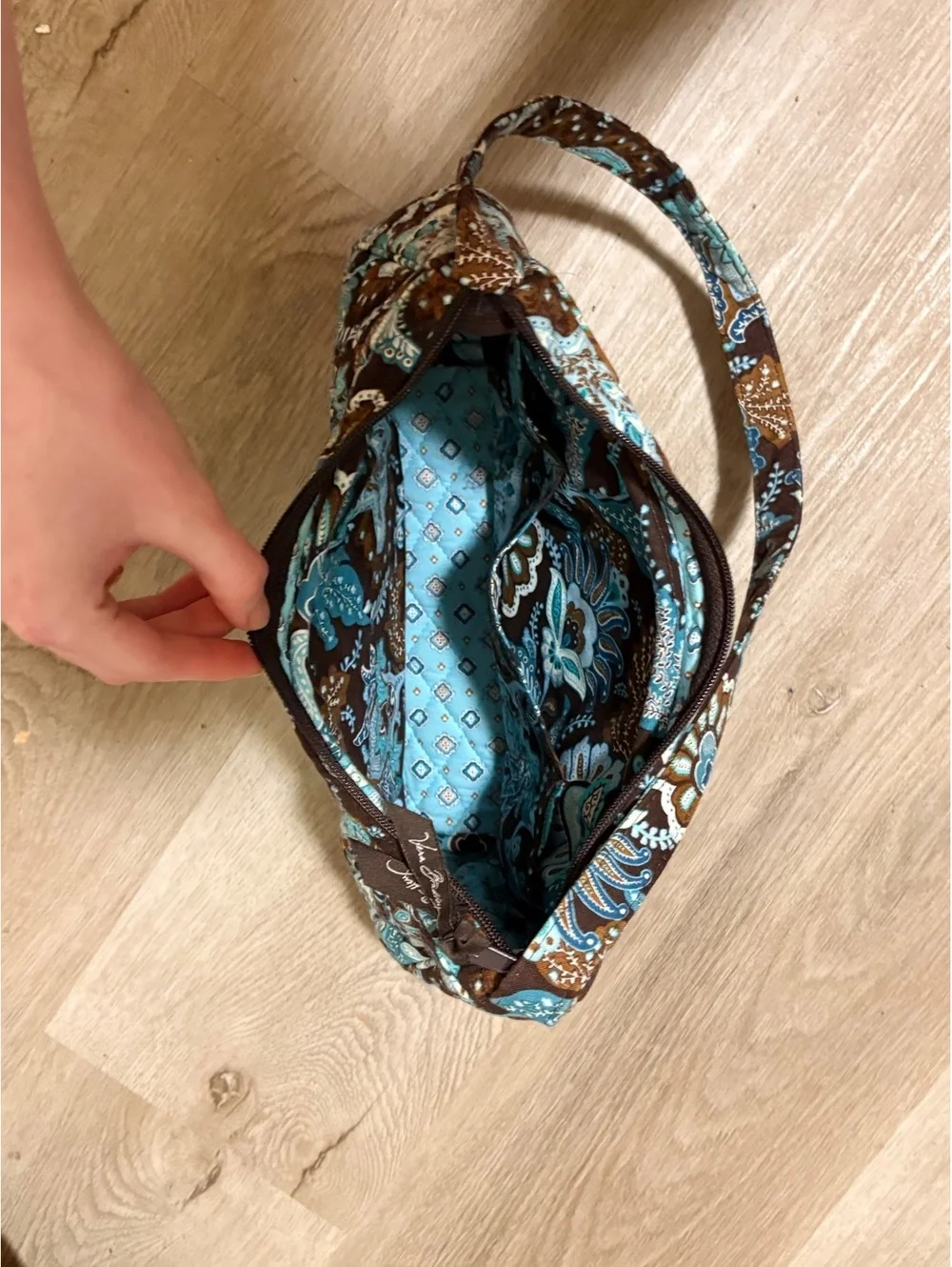 Vintage Vera Bradley Java Blue & Brown Floral Molly Shoulder Bag Retired Pattern